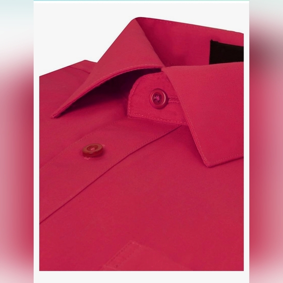 Omega Italy Long Sleeve Dress Shirt Solid Fuchsia Regular Fit sz 16-16.5, 34-35 - Picture 4 of 7